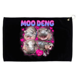 Love Moo Deng Funny Cute Hippo Meme Grommeted Golf Towel