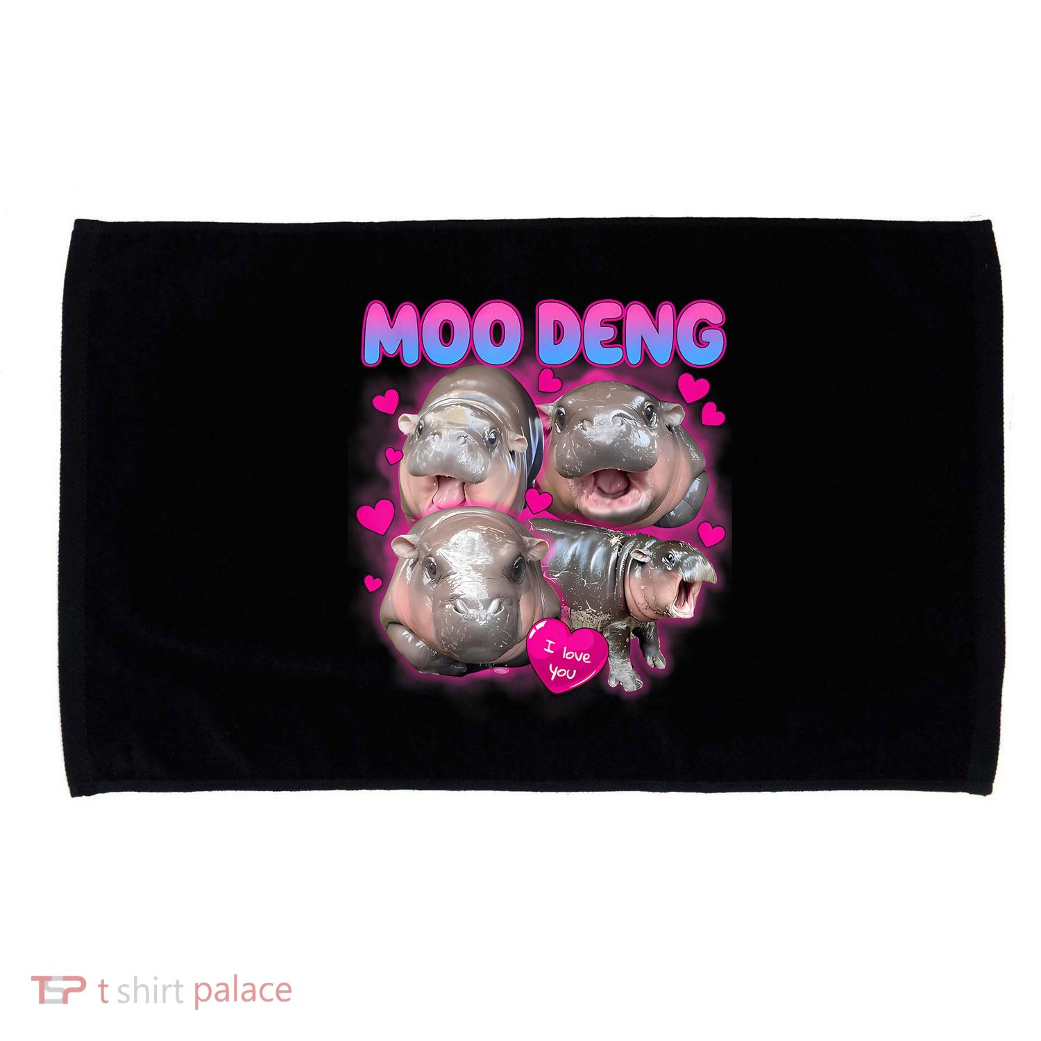 Love Moo Deng Funny Cute Hippo Meme Microfiber Hand Towel