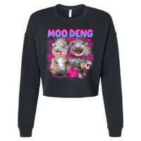 Love Moo Deng Funny Cute Hippo Meme Cropped Pullover Crew
