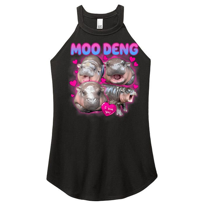 Love Moo Deng Funny Cute Hippo Meme Women’s Perfect Tri Rocker Tank