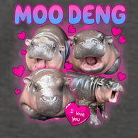 Love Moo Deng Funny Cute Hippo Meme Vector Backpack