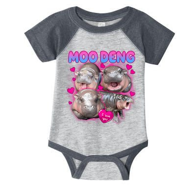 Love Moo Deng Funny Cute Hippo Meme Infant Baby Jersey Bodysuit