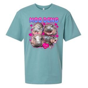 Love Moo Deng Funny Cute Hippo Meme Sueded Cloud Jersey T-Shirt