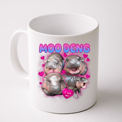 Love Moo Deng Funny Cute Hippo Meme Coffee Mug