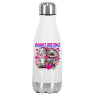 Love Moo Deng Funny Cute Hippo Meme Stainless Steel Insulated Water Bottle