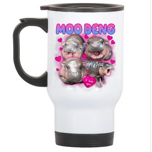 Love Moo Deng Funny Cute Hippo Meme Stainless Steel Travel Mug