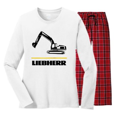 Liebherr Machinist Driver Fan Excavator Love Construction Machinery Women's Long Sleeve Flannel Pajama Set 