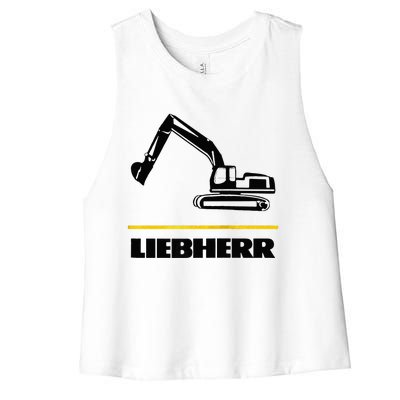 Liebherr Machinist Driver Fan Excavator Love Construction Machinery Women's Racerback Cropped Tank