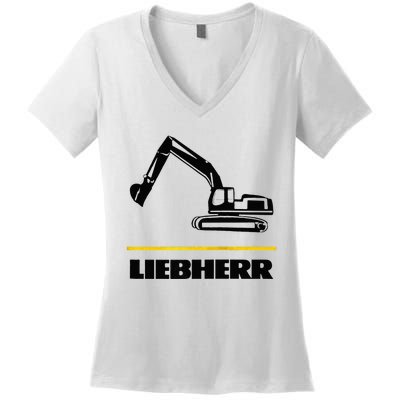 Liebherr Machinist Driver Fan Excavator Love Construction Machinery Women's V-Neck T-Shirt