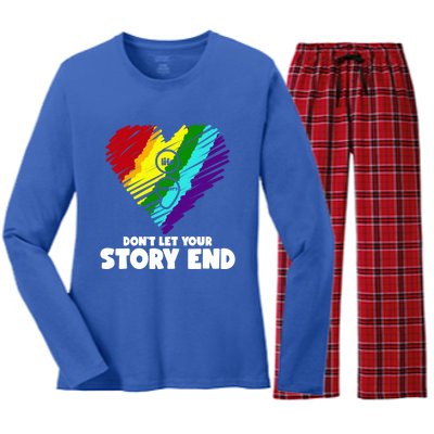 Life Matters Dont Let Your Story End Stress Awareness Gift Women's Long Sleeve Flannel Pajama Set 