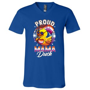 Lgbt Mama Duck Lgbtq Proud Mom Lesbian Daughter Gay Ally Gift V-Neck T-Shirt