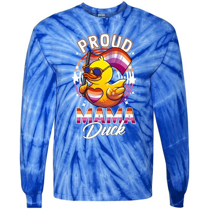 Lgbt Mama Duck Lgbtq Proud Mom Lesbian Daughter Gay Ally Gift Tie-Dye Long Sleeve Shirt