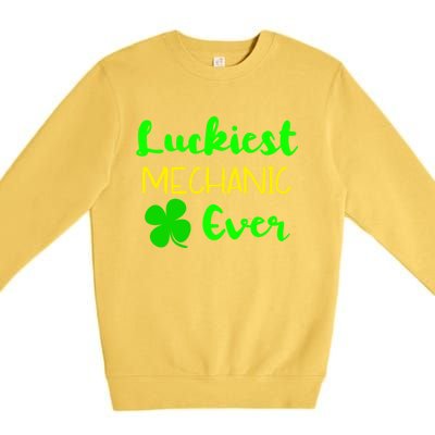 Luckiest Mechanic Ever St Patrick's Day Irish Gift Premium Crewneck Sweatshirt