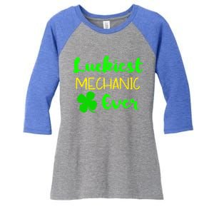 Luckiest Mechanic Ever St Patrick's Day Irish Gift Women's Tri-Blend 3/4-Sleeve Raglan Shirt