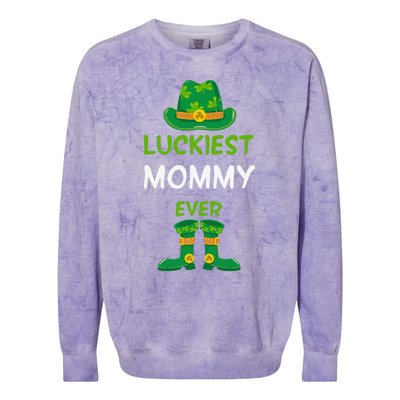 Luckiest Mommy Ever Irish Mom St Patricks Day Family Outfit Colorblast Crewneck Sweatshirt