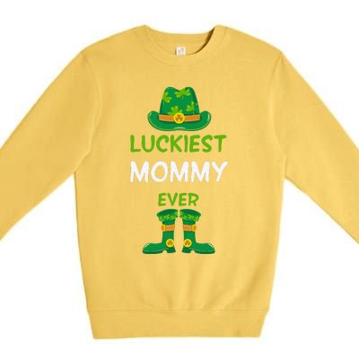 Luckiest Mommy Ever Irish Mom St Patricks Day Family Outfit Premium Crewneck Sweatshirt