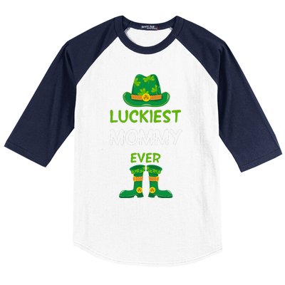 Luckiest Mommy Ever Irish Mom St Patricks Day Family Outfit Baseball Sleeve Shirt