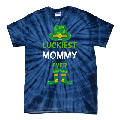 Luckiest Mommy Ever Irish Mom St Patricks Day Family Outfit Tie-Dye T-Shirt