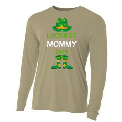 Luckiest Mommy Ever Irish Mom St Patricks Day Family Outfit Cooling Performance Long Sleeve Crew