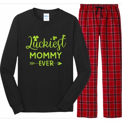 Luckiest Mommy Ever Matching St Patricks Day Gift For Mommy Long Sleeve Pajama Set