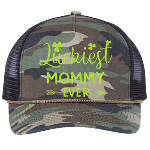 Luckiest Mommy Ever Matching St Patricks Day Gift For Mommy Retro Rope Trucker Hat Cap