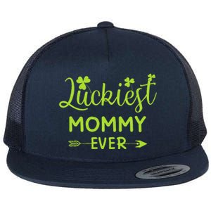 Luckiest Mommy Ever Matching St Patricks Day Gift For Mommy Flat Bill Trucker Hat