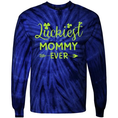 Luckiest Mommy Ever Matching St Patricks Day Gift For Mommy Tie-Dye Long Sleeve Shirt