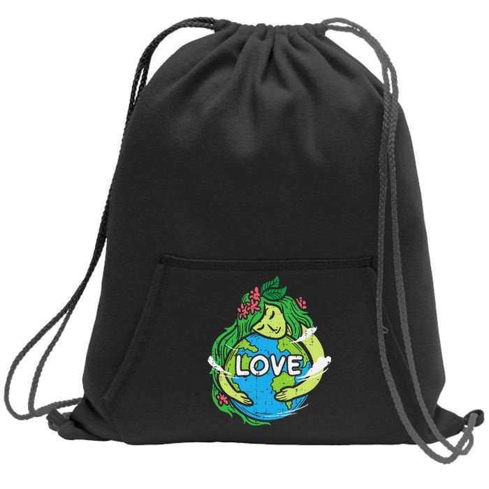 Love Mother Earth Planet Hug Nature Environment Earth Day Sweatshirt Cinch Pack Bag