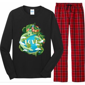 Love Mother Earth Day Save Our Planet Environt Green Cute Gift Long Sleeve Pajama Set