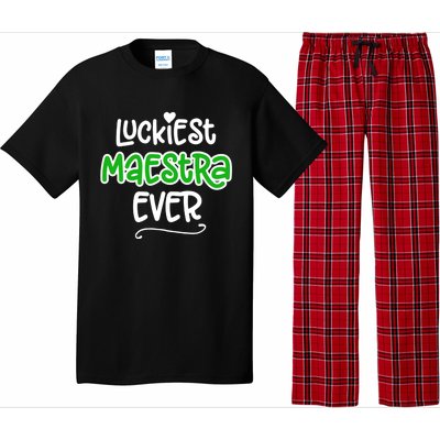 Luckiest Maestra Ever Bilingual Spanish Teacher Funny Gift Pajama Set