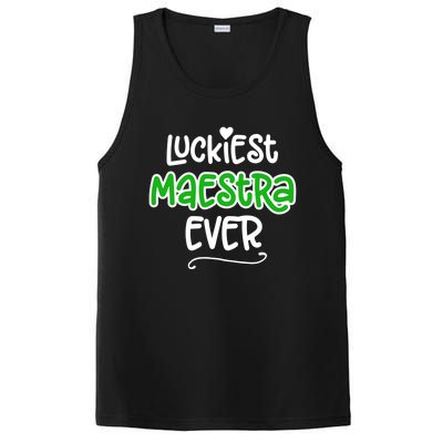 Luckiest Maestra Ever Bilingual Spanish Teacher Funny Gift PosiCharge Competitor Tank