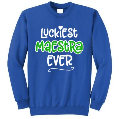 Luckiest Maestra Ever Bilingual Spanish Teacher Funny Gift Sweatshirt