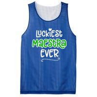 Luckiest Maestra Ever Bilingual Spanish Teacher Funny Gift Mesh Reversible Basketball Jersey Tank