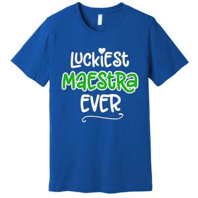 Luckiest Maestra Ever Bilingual Spanish Teacher Funny Gift Premium T-Shirt