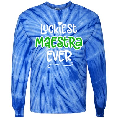 Luckiest Maestra Ever Bilingual Spanish Teacher Funny Gift Tie-Dye Long Sleeve Shirt