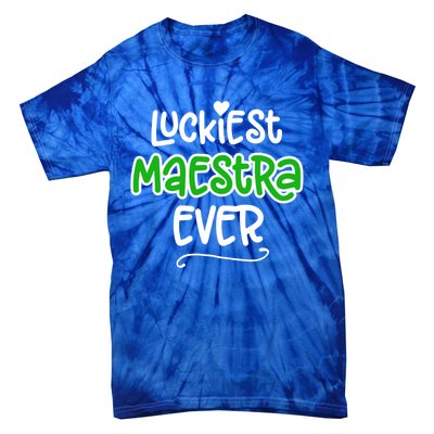 Luckiest Maestra Ever Bilingual Spanish Teacher Funny Gift Tie-Dye T-Shirt