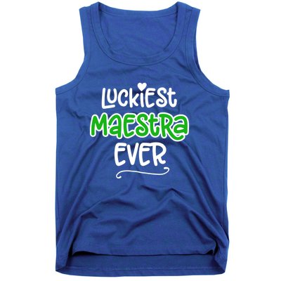 Luckiest Maestra Ever Bilingual Spanish Teacher Funny Gift Tank Top