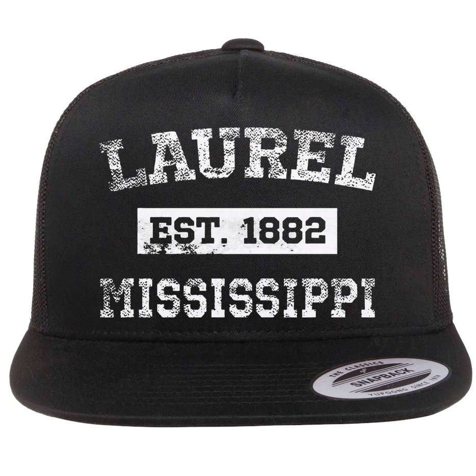 Laurel Mississippi Est. 1882 Distressed Flat Bill Trucker Hat