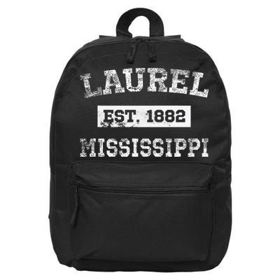 Laurel Mississippi Est. 1882 Distressed 16 in Basic Backpack