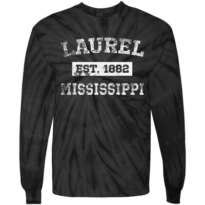 Laurel Mississippi Est. 1882 Distressed Tie-Dye Long Sleeve Shirt