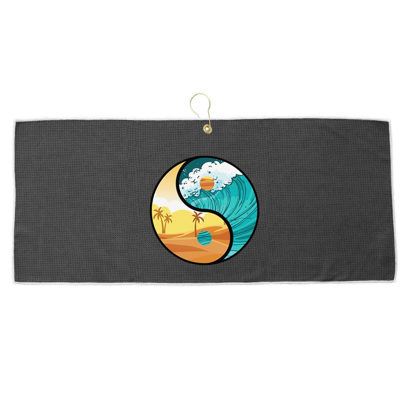 Love Mother Earth Yin Yang Save The Planet Symbolic Apparel Large Microfiber Waffle Golf Towel
