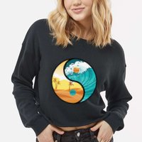 Love Mother Earth Yin Yang Save The Planet Symbolic Apparel Cropped Pullover Crew