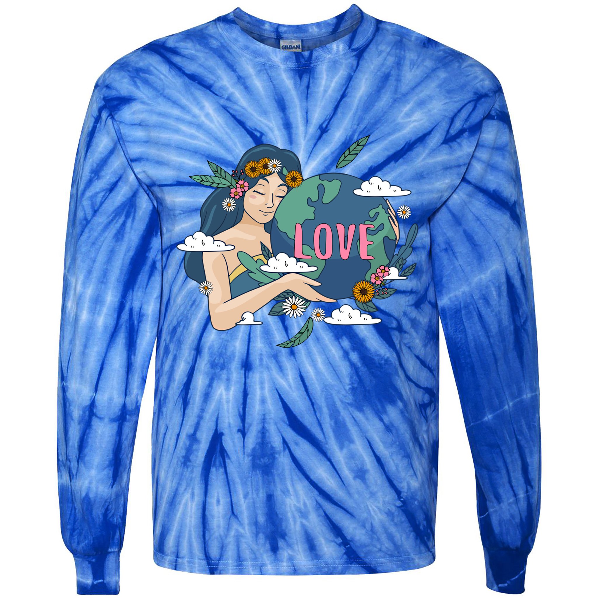 Love Mother Earth 52nd Earth Day Save Our Planet Environt Cute Gift Tie-Dye Long Sleeve Shirt