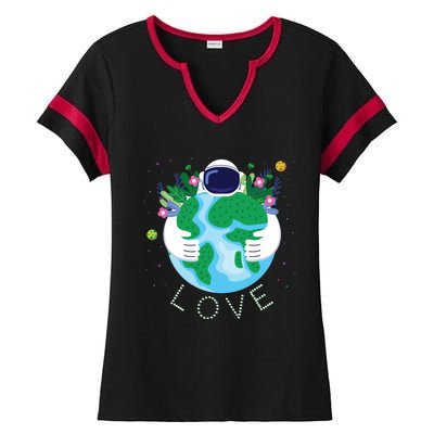 Love Mother Earth Day Save Our Planet Environt Astronaut Gift Ladies Halftime Notch Neck Tee