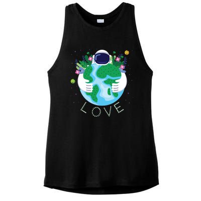 Love Mother Earth Day Save Our Planet Environt Astronaut Gift Ladies PosiCharge Tri-Blend Wicking Tank