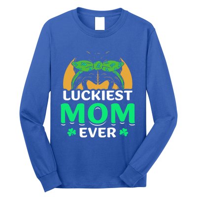 Luckiest Mom Ever Green Ireland Irish St Patricks Day Gift Long Sleeve Shirt