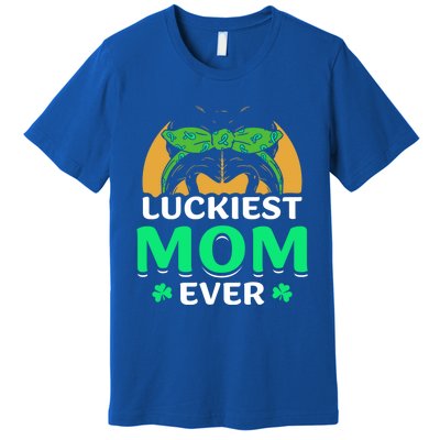 Luckiest Mom Ever Green Ireland Irish St Patricks Day Gift Premium T-Shirt