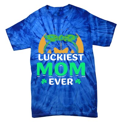 Luckiest Mom Ever Green Ireland Irish St Patricks Day Gift Tie-Dye T-Shirt