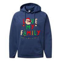 Love My Family Vintage Santa Family Christmas Pajama Performance Fleece Hoodie