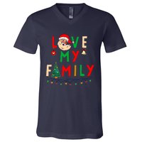 Love My Family Vintage Santa Family Christmas Pajama V-Neck T-Shirt